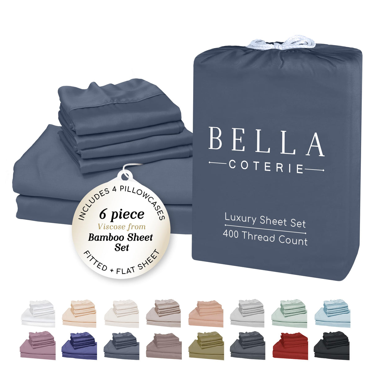 Bella Coterie Luxury Bamboo Viscose Queen Size Sheet Set