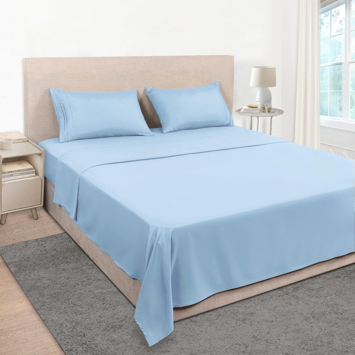 Mejoroom Queen Size Sheet Set - Hotel Luxury 1800 Bedding Sheets & Pillowcases - Deep Pocket Fitted Sheet, Soft, Breathable, Wrinkle & Fade Resistant - 4 Piece (Queen, Blush Pink)