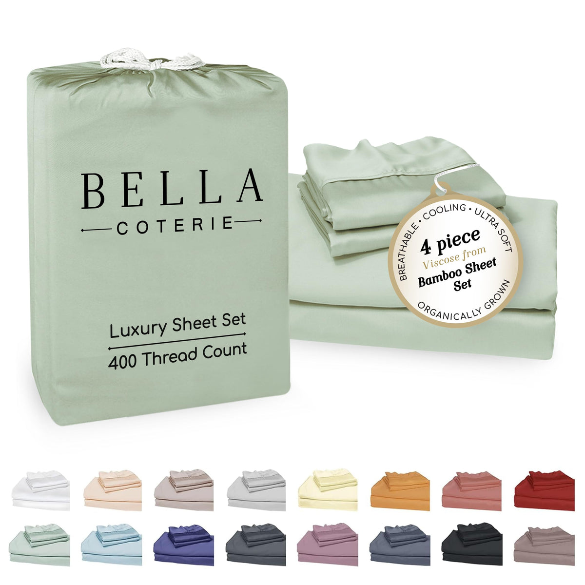 Bella Coterie Luxury Bamboo Viscose Queen Size Sheet Set