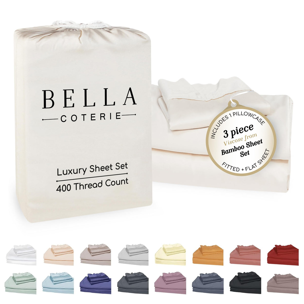 Bella Coterie Luxury Bamboo Viscose Queen Size Sheet Set