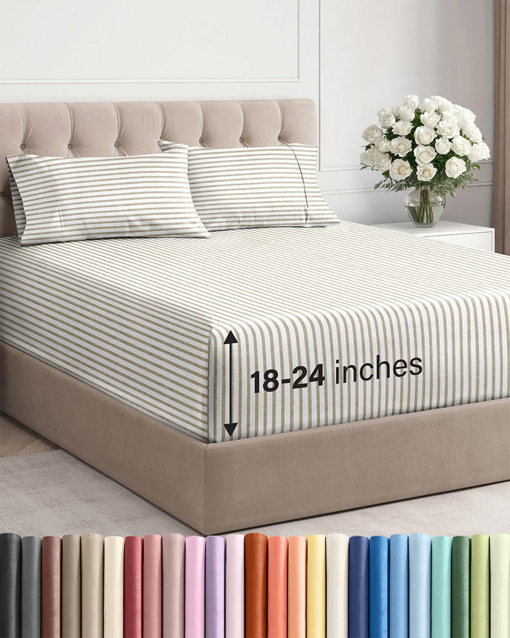 Extra Deep Queen Sheet Set - 4 Piece Breathable Cooling Sheets - Dark Grey