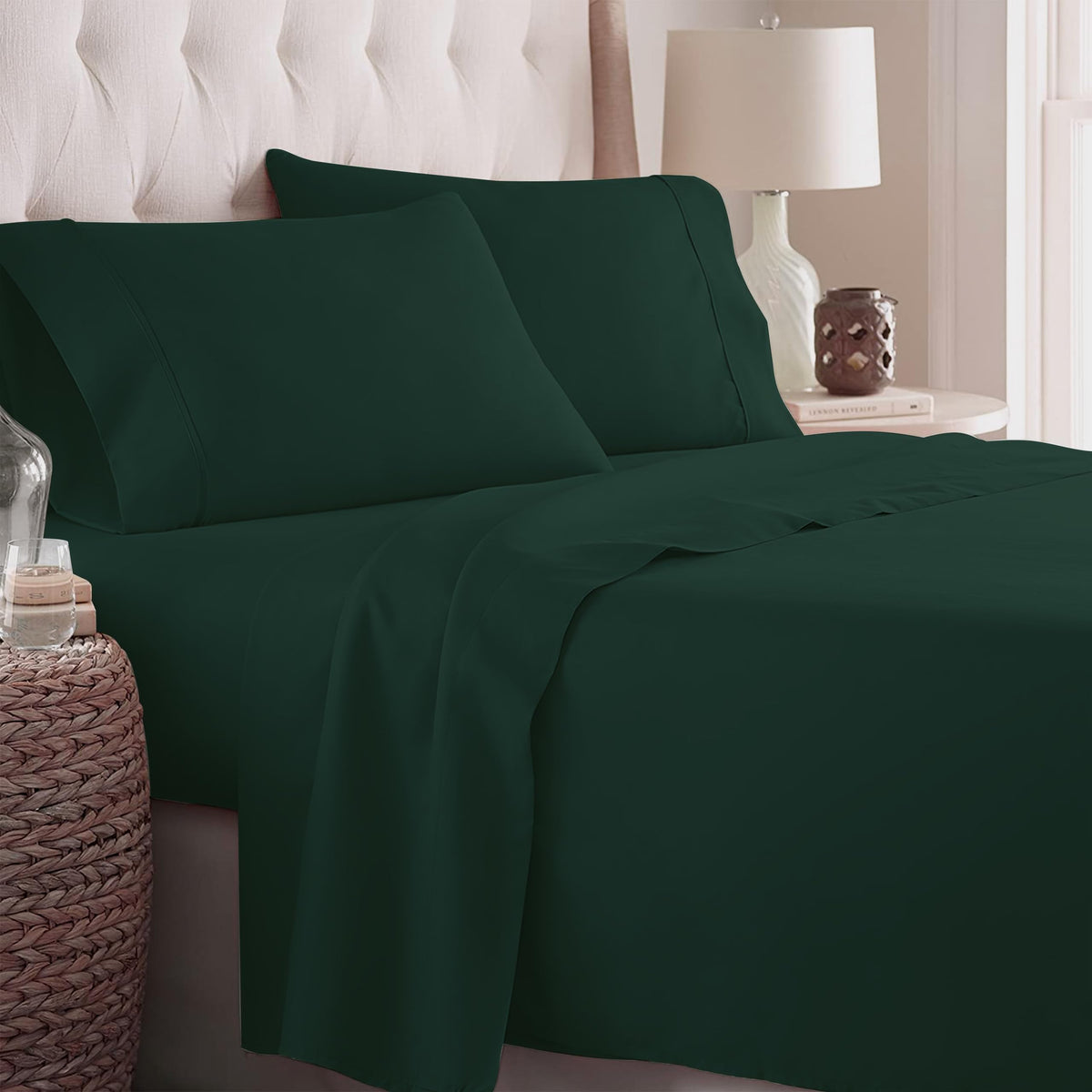 Danjor Linens Bed Sheet Set Queen Size for Hot Sleepers, Hotel Premium Sheets with 4 Pillowcases, Lightweight Brushed Microfiber Deep Pockets, Breathable Cooling 6 Piece Bedding Sets, White