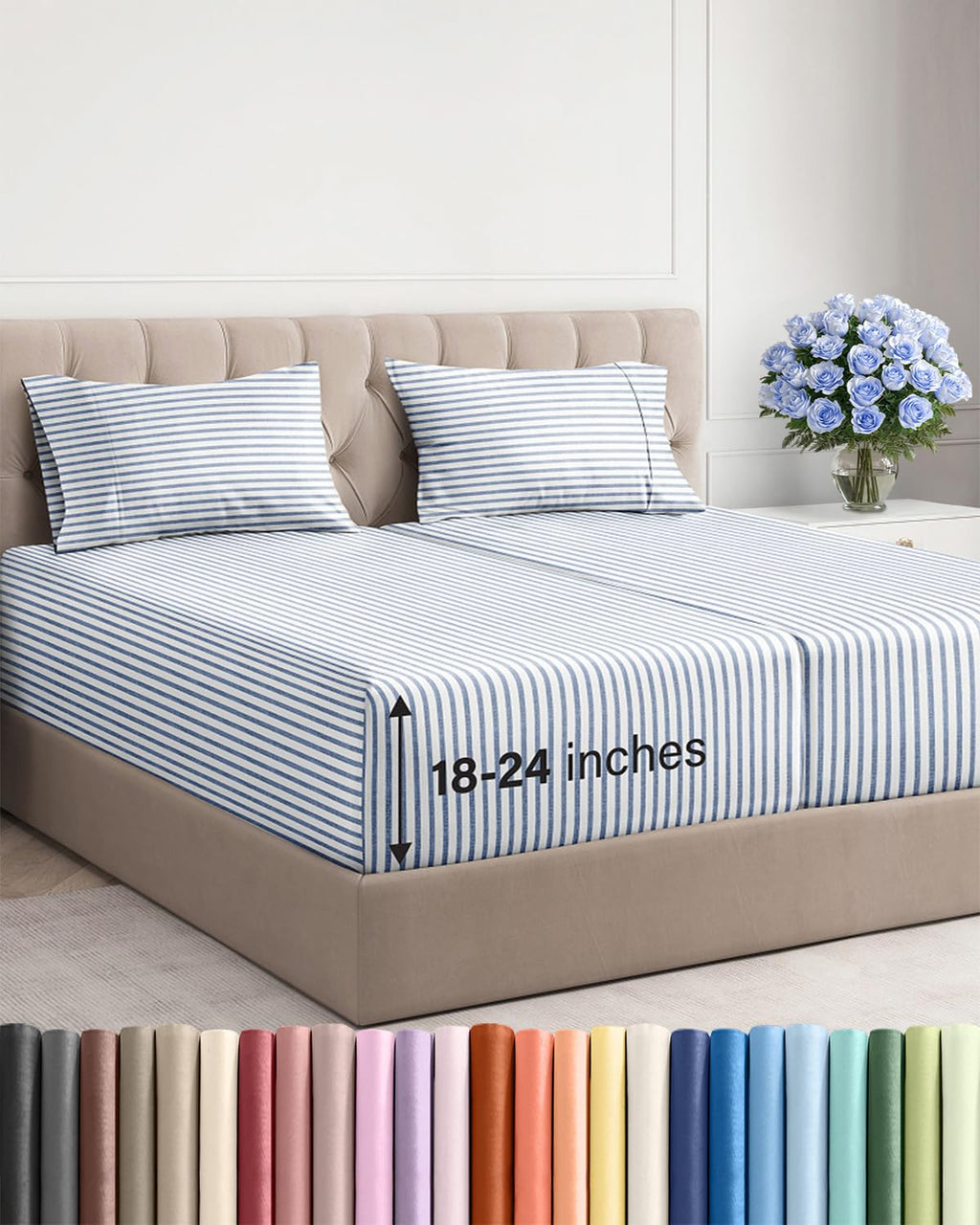 Extra Deep Queen Sheet Set - 4 Piece Breathable Cooling Sheets - Dark Grey