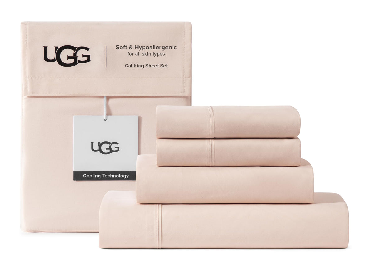 UGG Hedi King Size Sheets Set, Luxury Cooling Sheets, 4-Piece, Grey