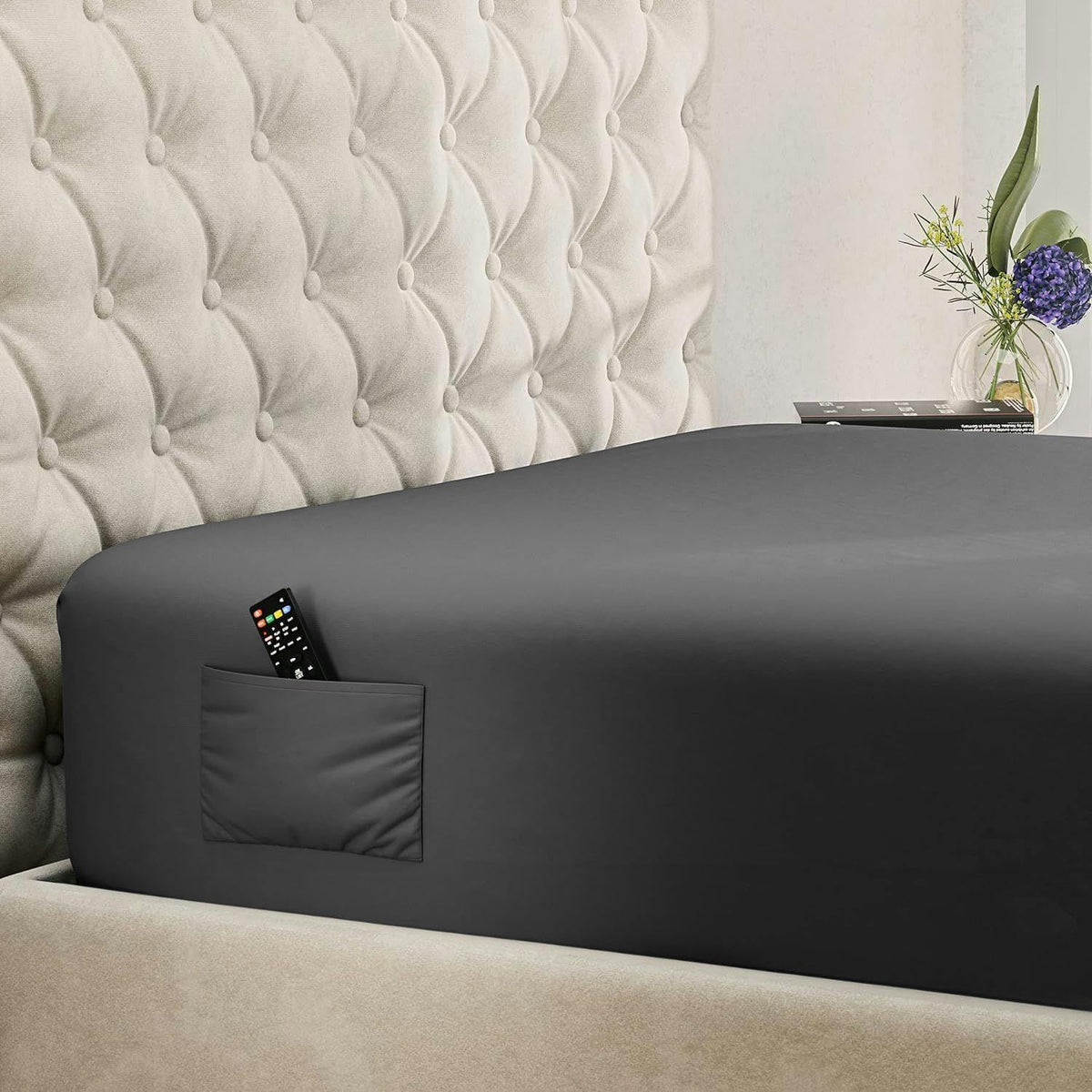 DREAMCARE King Fitted Sheet Only - Extra Deep Pocket Fitted Sheet - Fits up to 21 inch Mattress - Deep Pocket King Sheets - Hotel Luxury - Oeko-Tex Certified Sheets - (Grey)