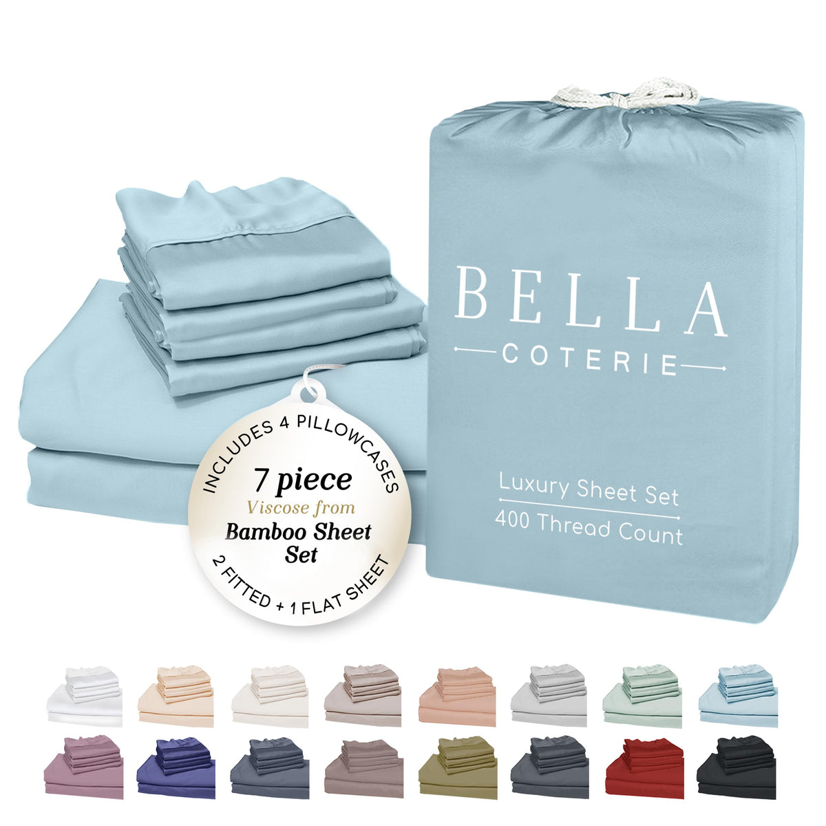Bella Coterie Luxury Bamboo Viscose Queen Size Sheet Set