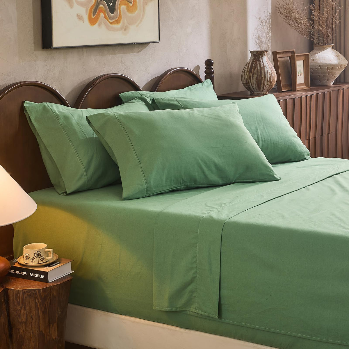 100% Linen Sheets Queen Size,Breathable & Durable 4-Piece Bed Flax Sheet Set,Soft All-Season Bedding for Hot Sleepers 16" Deep Pocket Oeko-TEX Certified,（Queen, Linen）