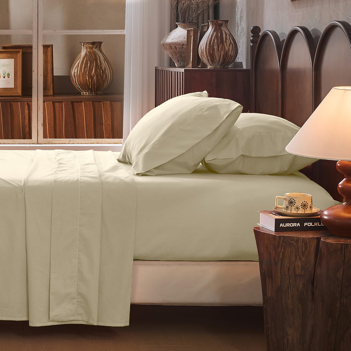 100% Linen Sheets Queen Size,Breathable & Durable 4-Piece Bed Flax Sheet Set,Soft All-Season Bedding for Hot Sleepers 16" Deep Pocket Oeko-TEX Certified,（Queen, Linen）