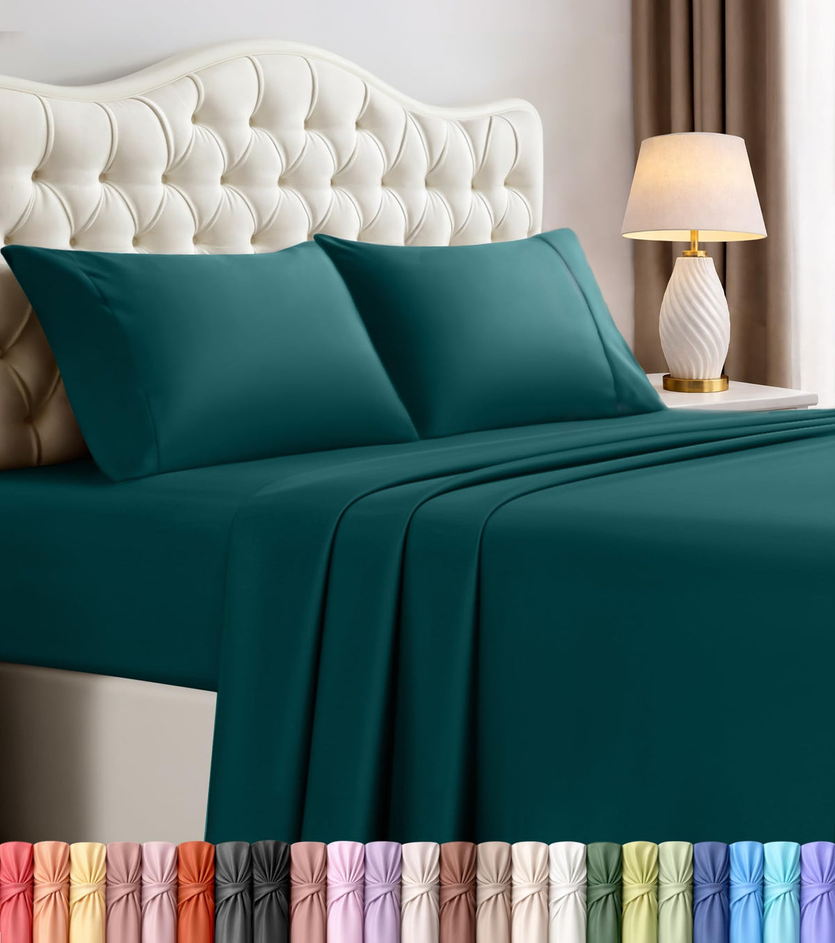 Queen Sheets Set, 4 Pieces 16" Deep Pocket Hotel Luxury Bed Sheets, Brown