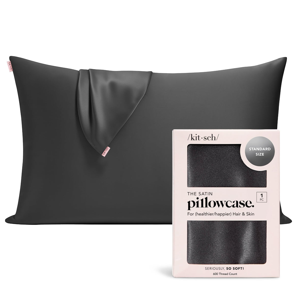 Kitsch Satin Pillowcase with Zipper - 2 pcs Standard Size, Aura