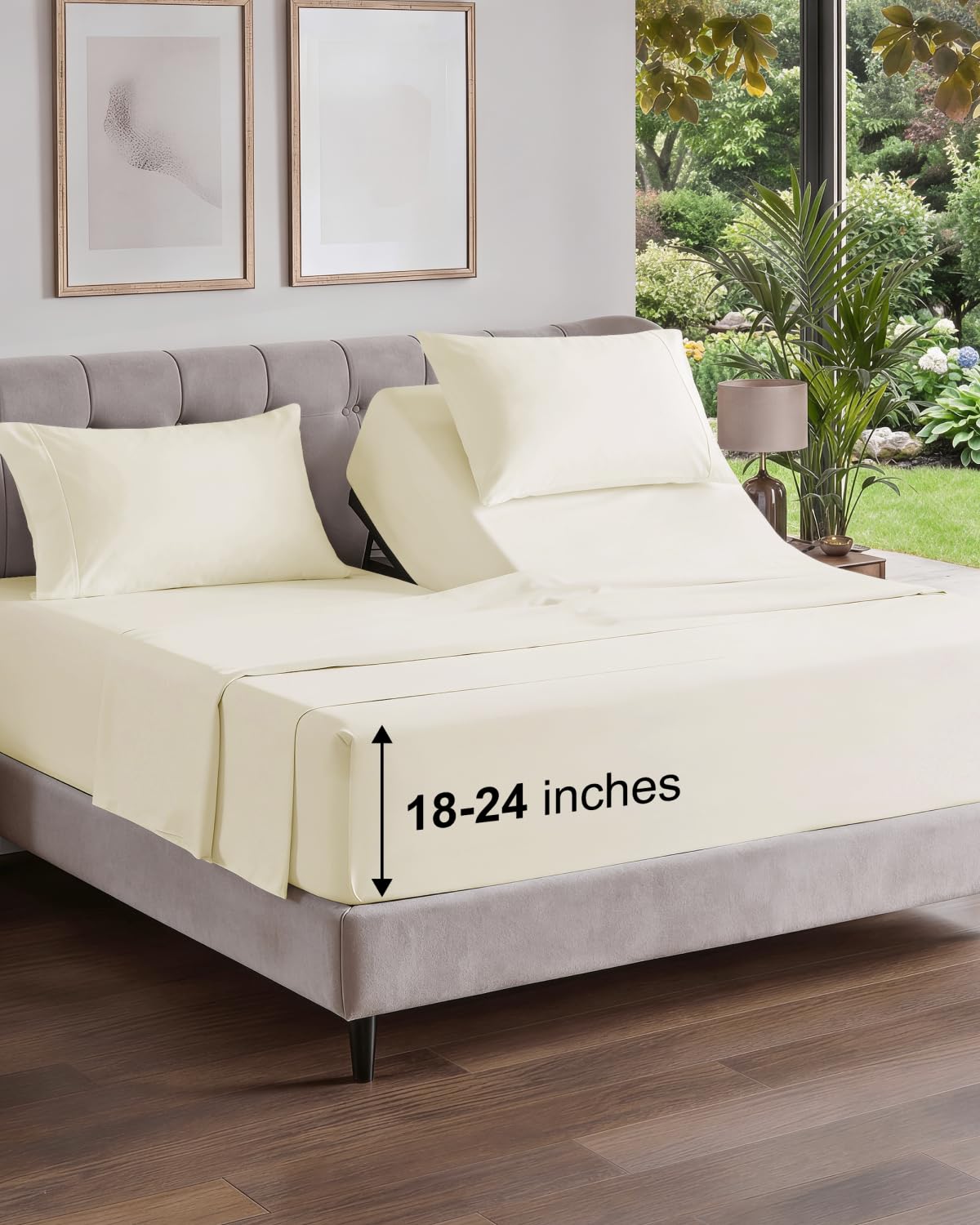 Extra Deep Queen Sheet Set - 4 Piece Breathable Cooling Sheets - Dark Grey
