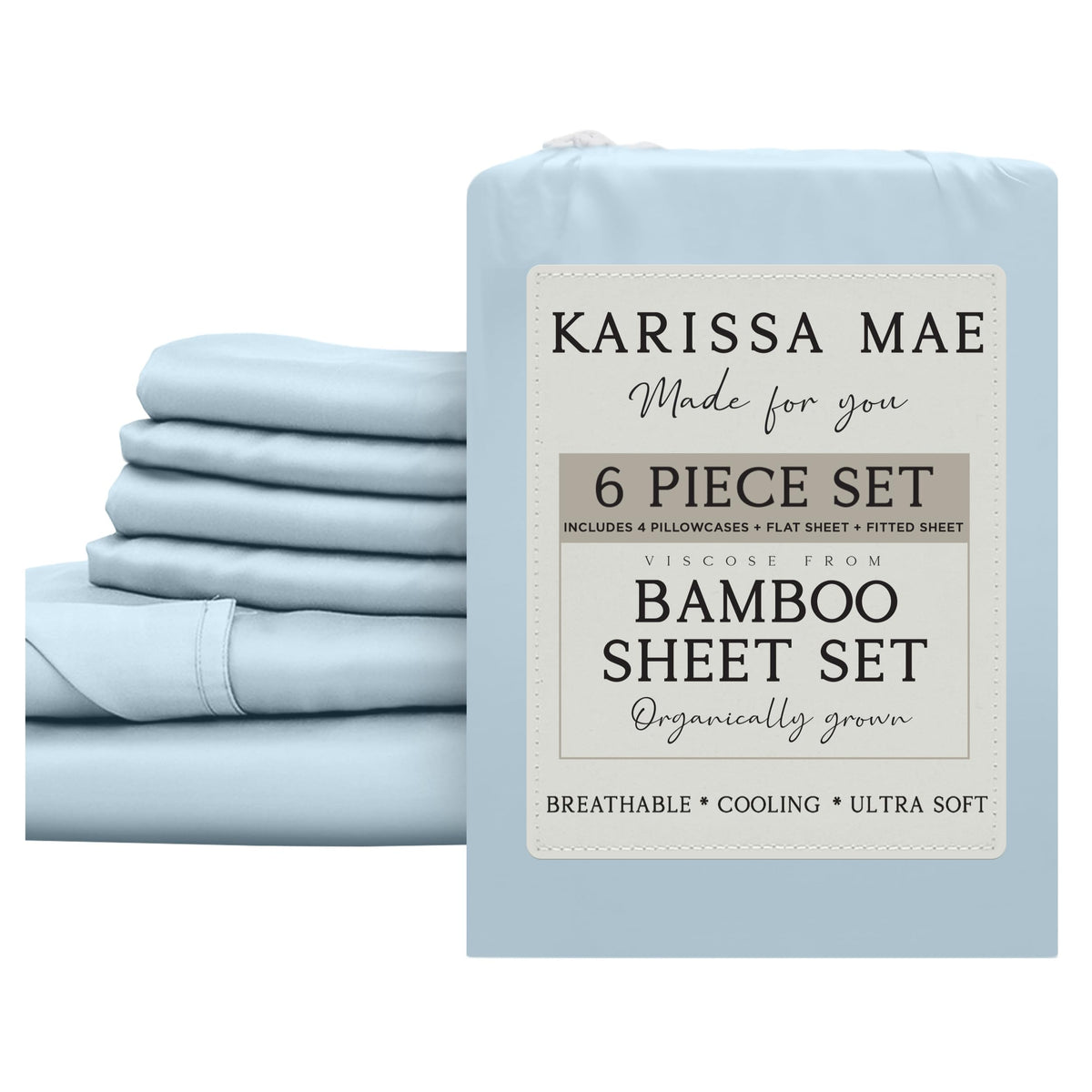 KARISSA MAE 7 Piece Luxury Bamboo Viscose Split King Sheets, FSC Certified