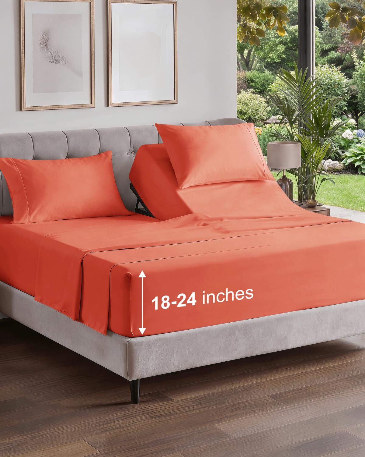 Extra Deep Queen Sheet Set - 4 Piece Breathable Cooling Sheets - Dark Grey