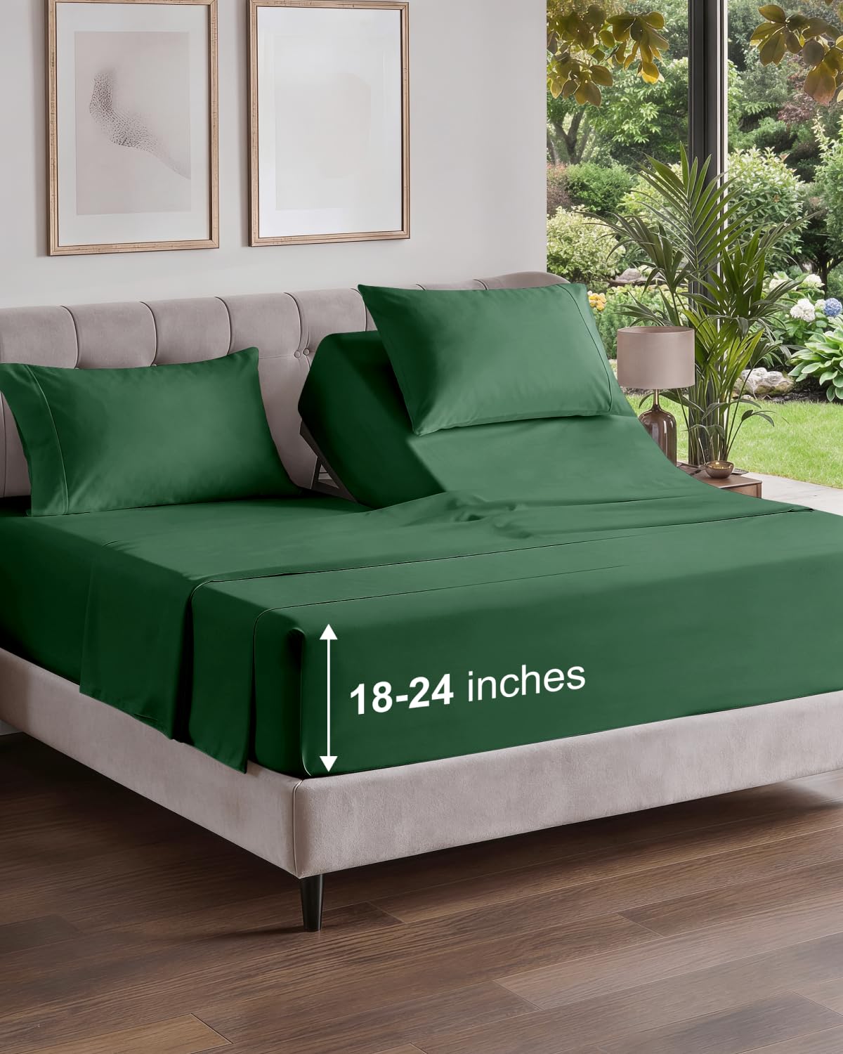 Extra Deep Queen Sheet Set - 4 Piece Breathable Cooling Sheets - Dark Grey