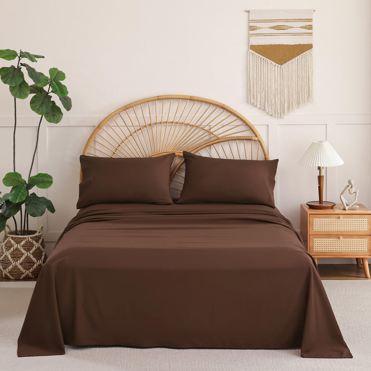 Full Size Sheet Sets, 4 Piece 15" Deep Pocket Full Sheet Set - White