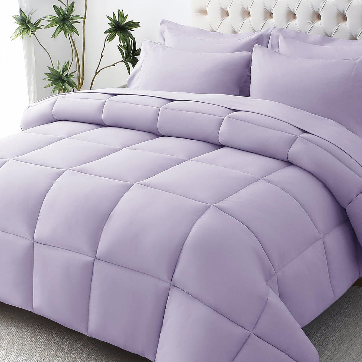 JOLLYVOGUE Queen Comforter Set, Ultra-Soft Bed in a Bag Queen Size 7 Pieces, Oeko-TEX Certified Bedding Set with Down Alternative Comforter, Sheets, Pillowcases & Shams, Black