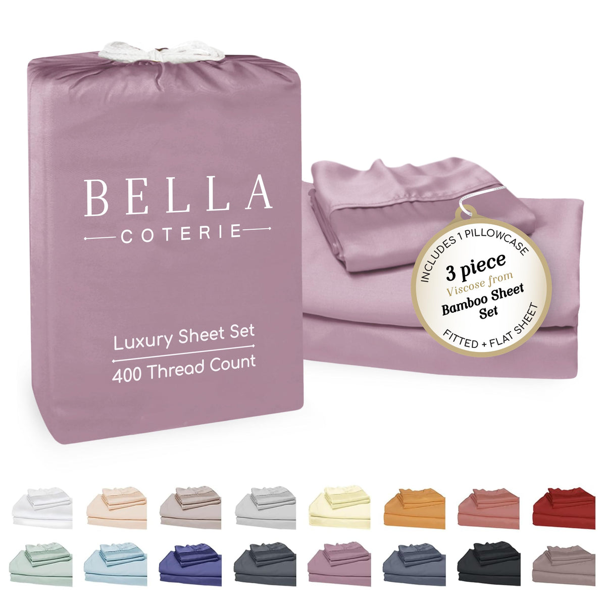 Bella Coterie Luxury Bamboo Viscose Queen Size Sheet Set