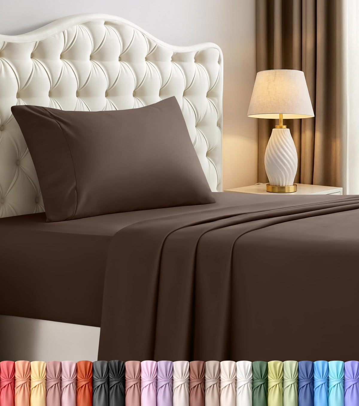 Twin Sheets Set, 3 Pieces 16" Deep Pocket Hotel Luxury Bed Sheets, Grey
