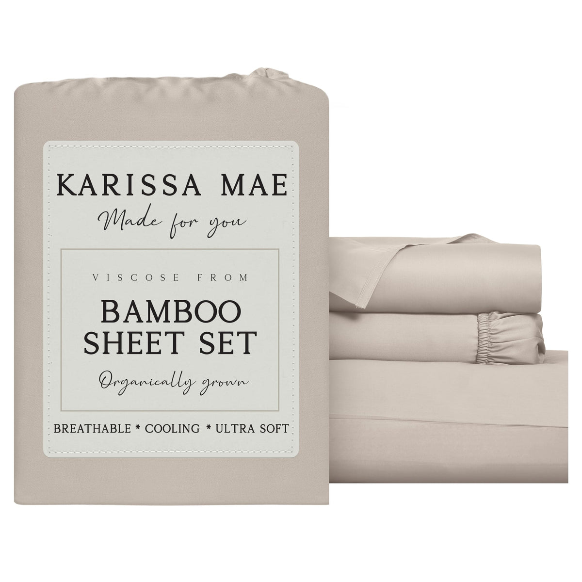 KARISSA MAE 7 Piece Luxury Bamboo Viscose Split King Sheets, FSC Certified