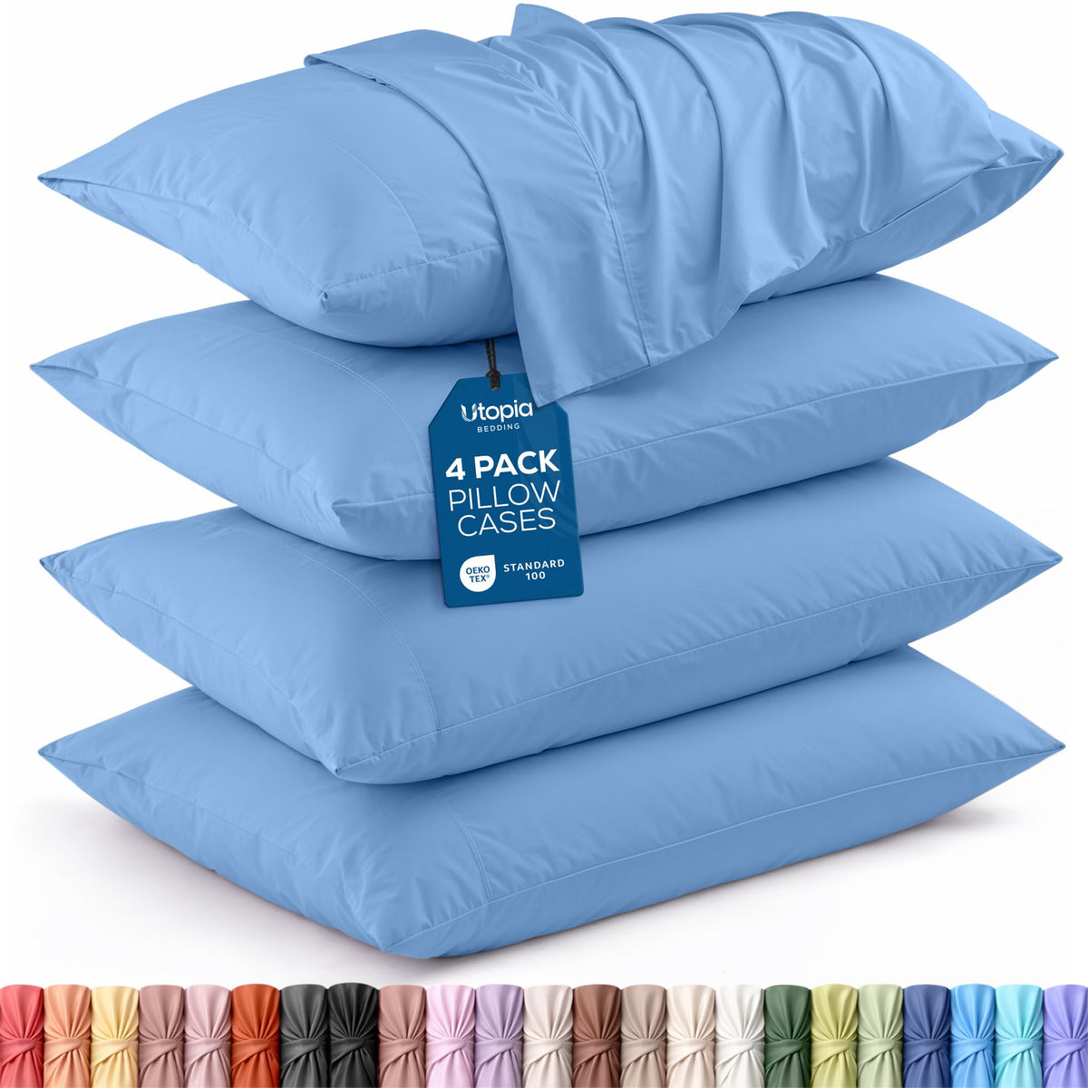 Pillow Covers Queen Size Set of 4, Soft and Comfy Pillow Cases, White