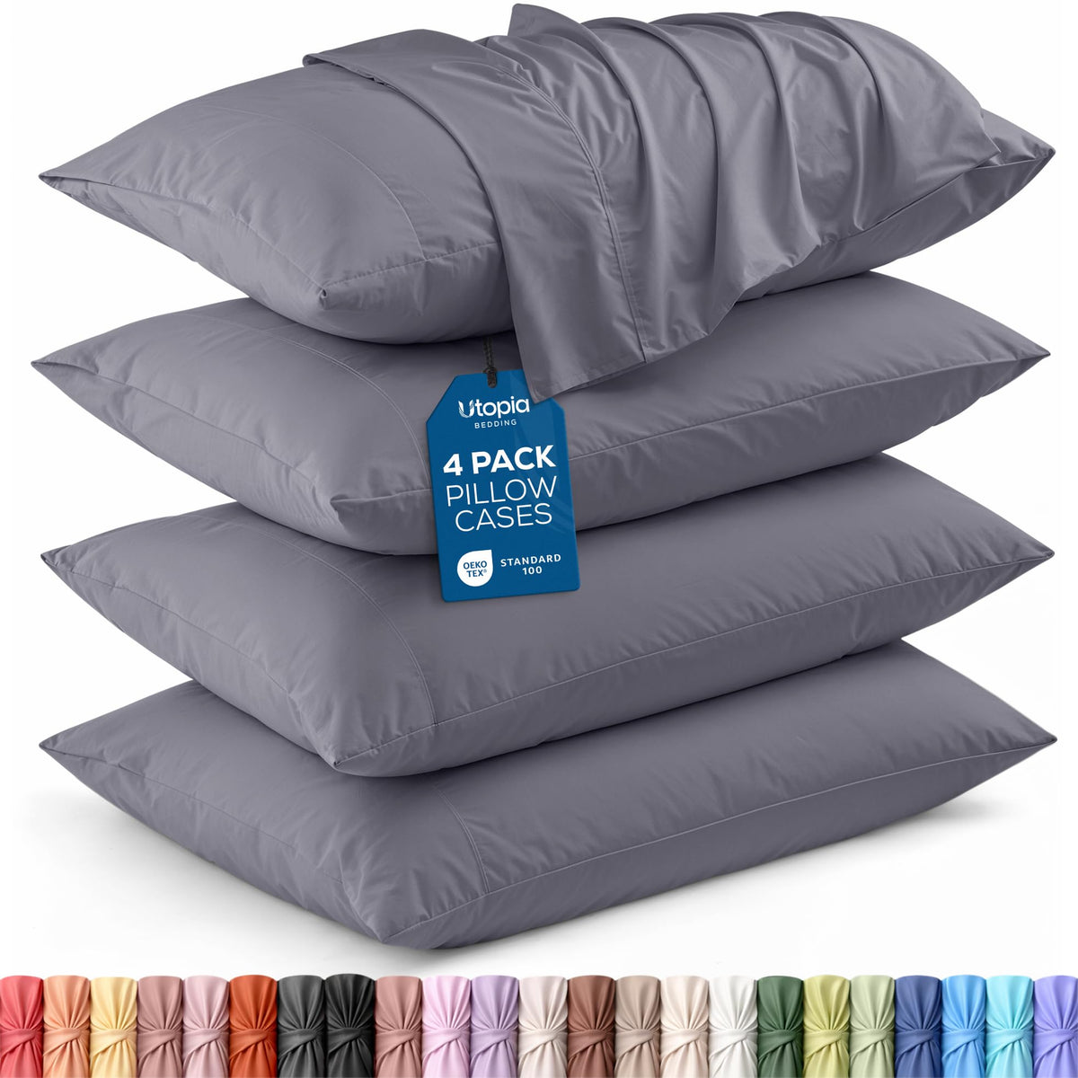 Pillow Covers Queen Size Set of 4, Soft and Comfy Pillow Cases, White