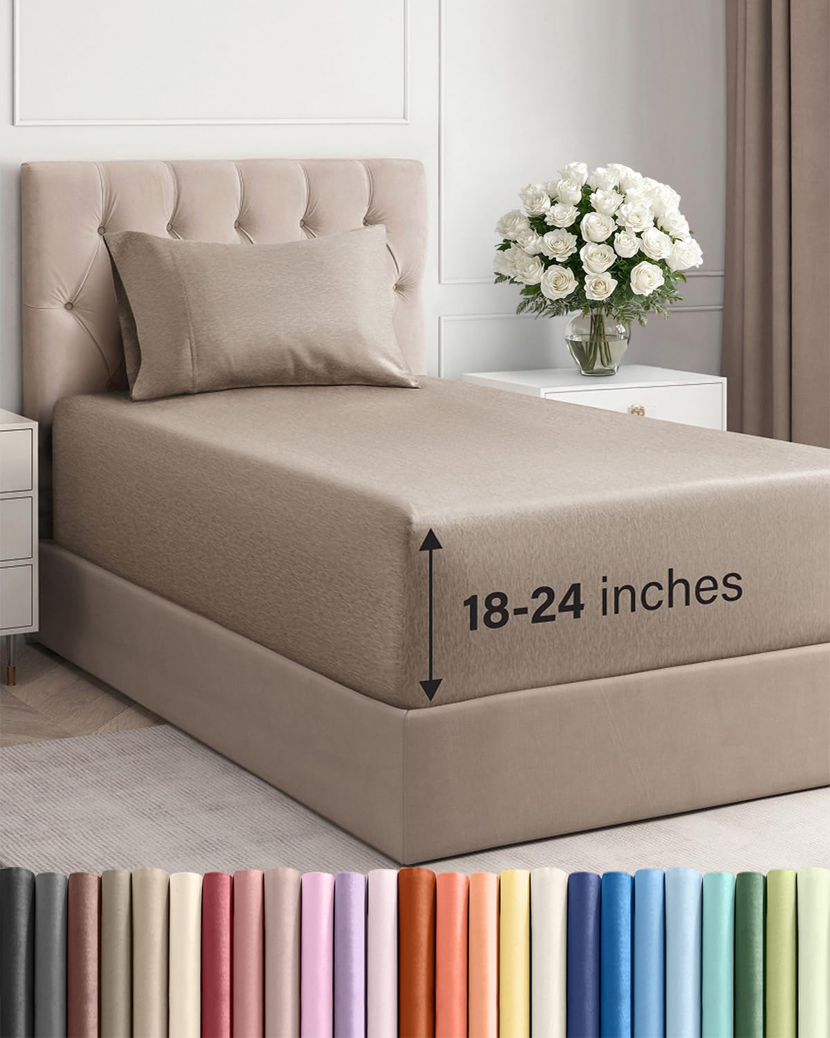 Extra Deep Queen Sheet Set - 4 Piece Breathable Cooling Sheets - Dark Grey