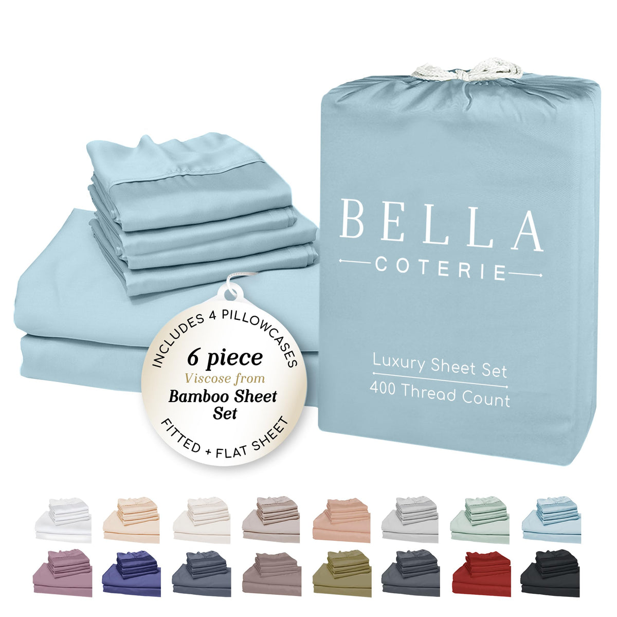 Bella Coterie Luxury Bamboo Viscose Queen Size Sheet Set