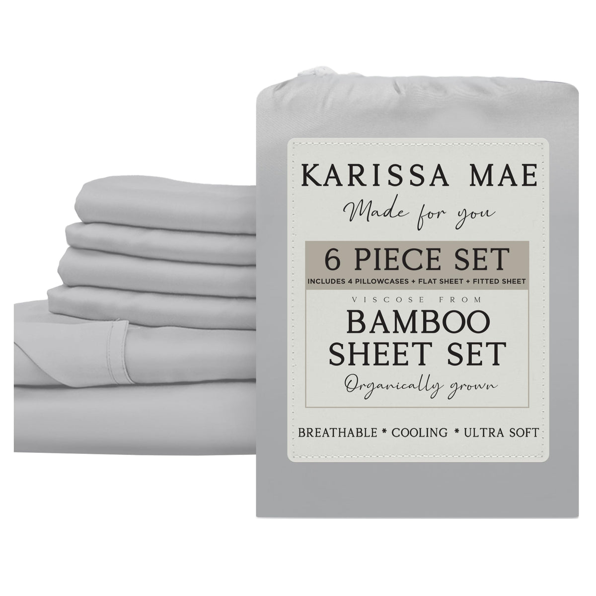 KARISSA MAE 7 Piece Luxury Bamboo Viscose Split King Sheets, FSC Certified