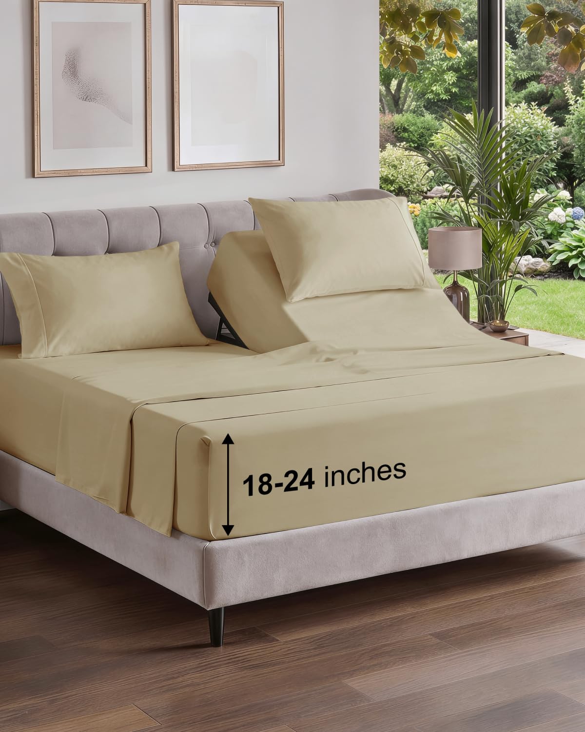 Extra Deep Queen Sheet Set - 4 Piece Breathable Cooling Sheets - Dark Grey