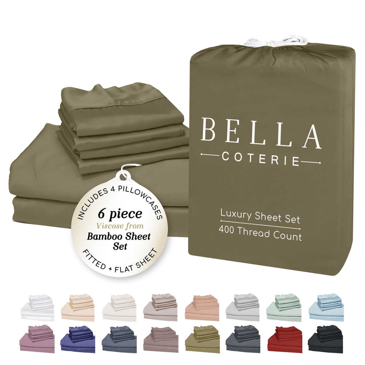 Bella Coterie Luxury Bamboo Viscose Queen Size Sheet Set