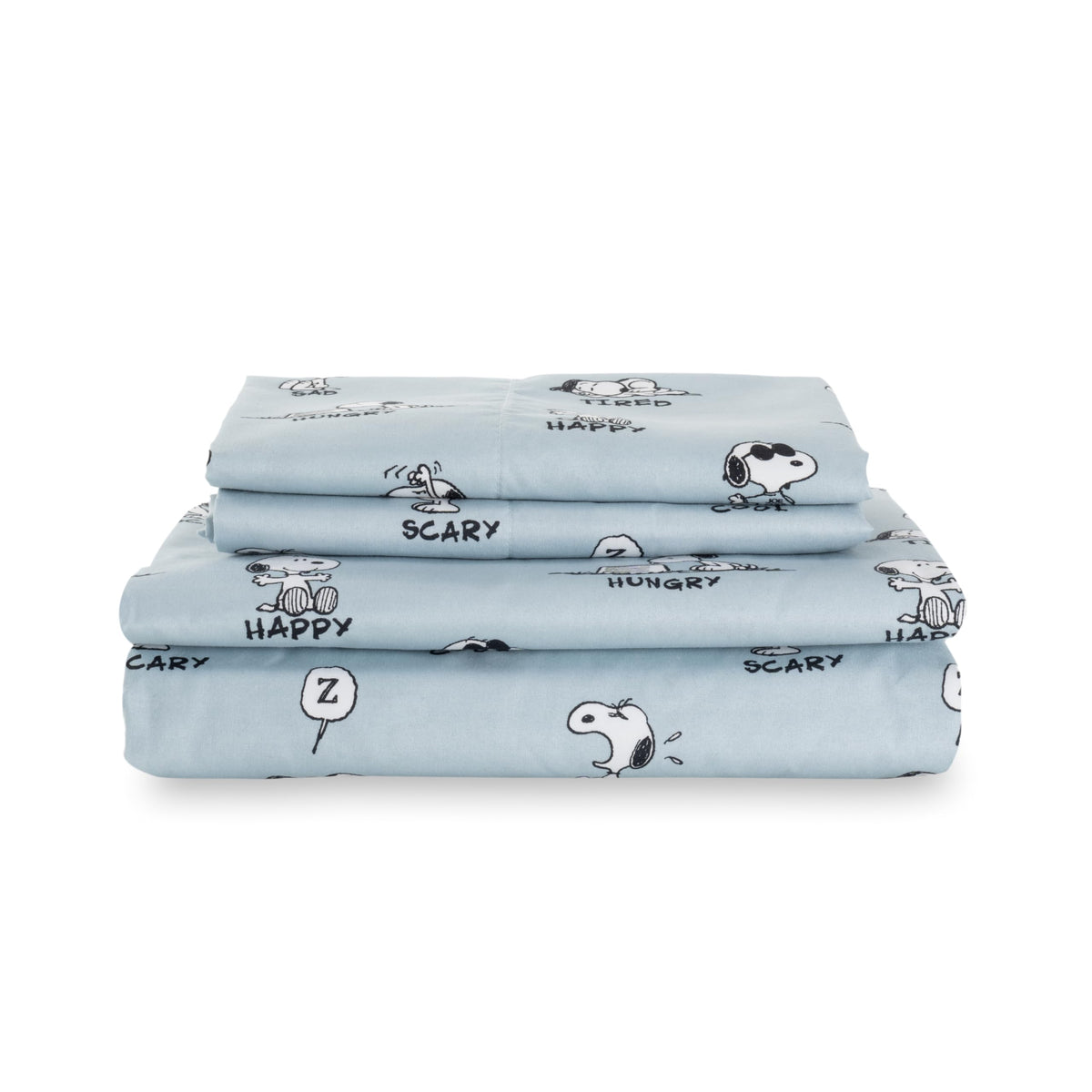 Berkshire Peanuts® Sheet Set Queen Size - 4 Pieces,Cute Character Snoopy Printed Soft Microfiber Bed Sheets,Peanuts Poses and Paws Grey