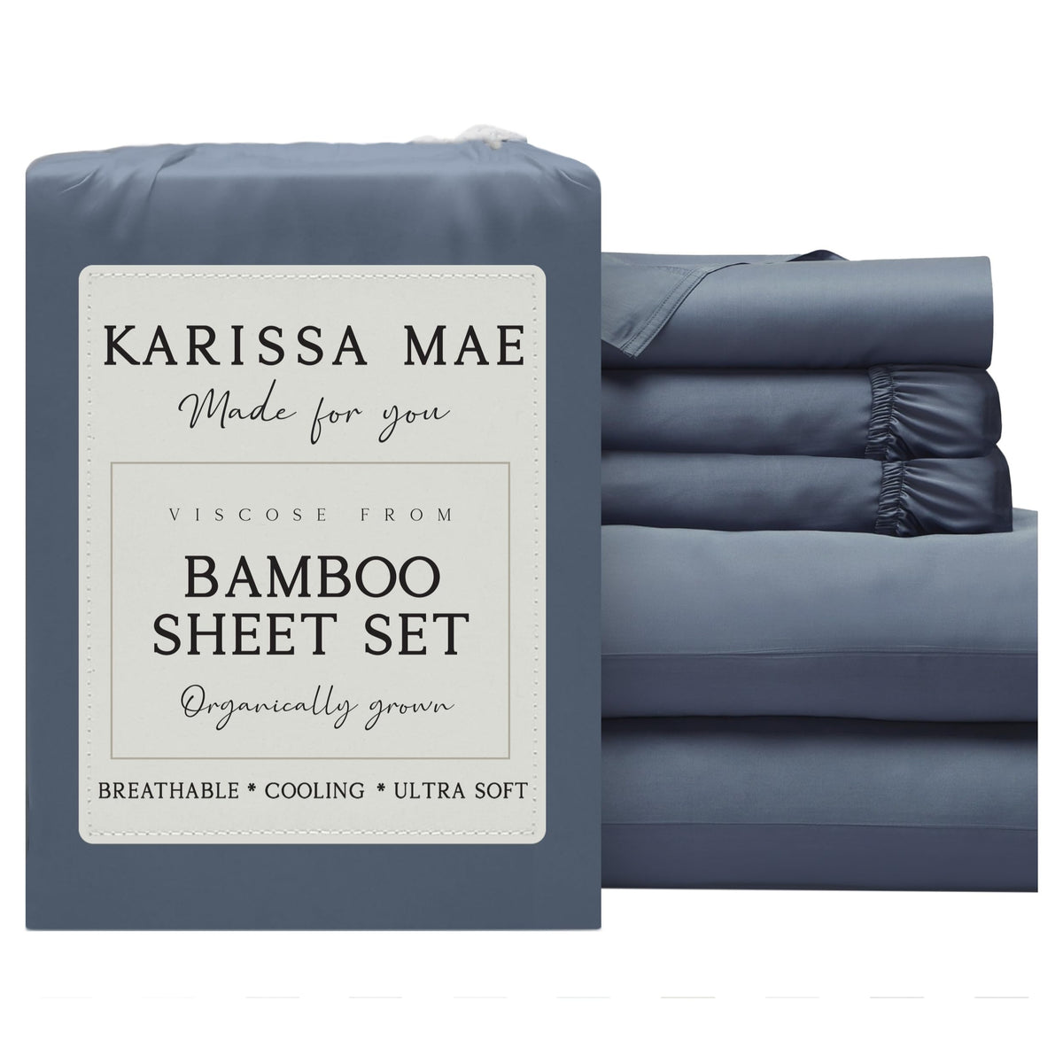 KARISSA MAE 7 Piece Luxury Bamboo Viscose Split King Sheets, FSC Certified