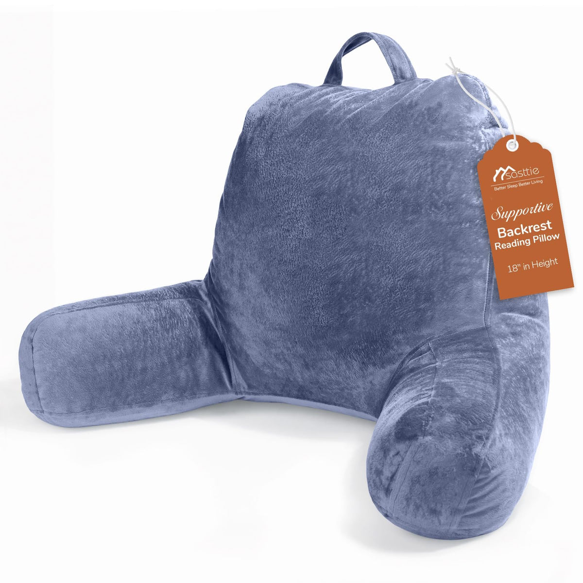 Sasttie Reading Pillow for Bed, Back Pillow for Sitting Up, Dark Grey