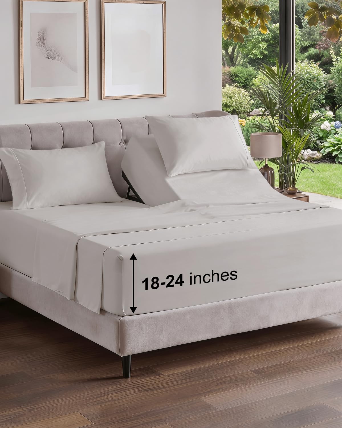 Extra Deep Queen Sheet Set - 4 Piece Breathable Cooling Sheets - Dark Grey