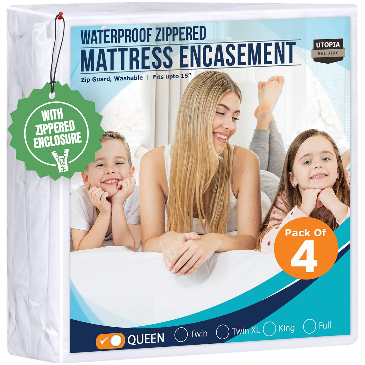 Utopia Bedding King Size Mattress Protector Zippered, 100% Waterproof