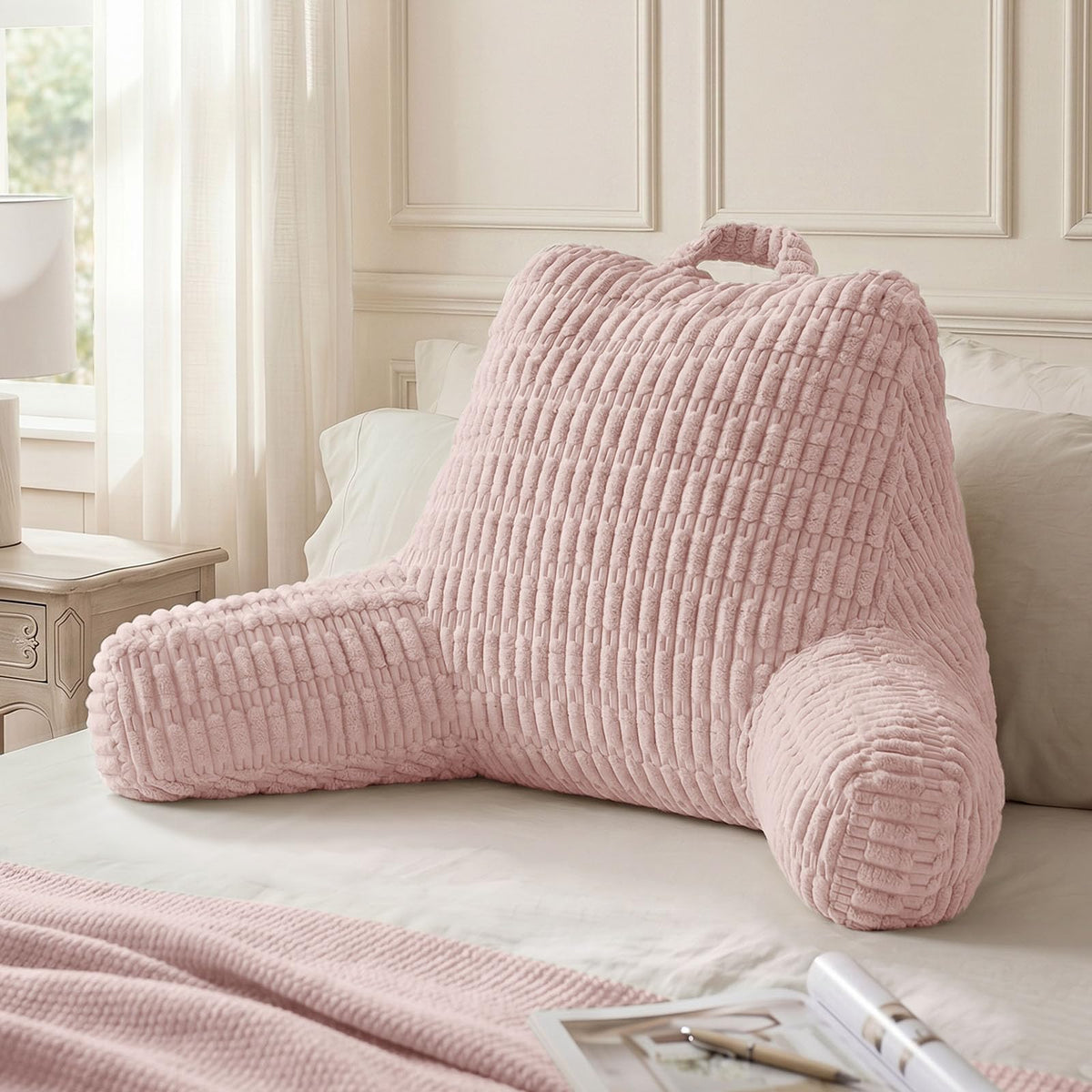 Blissful Diary Reading Pillow for Bed, Backrest Pillow, Cream White