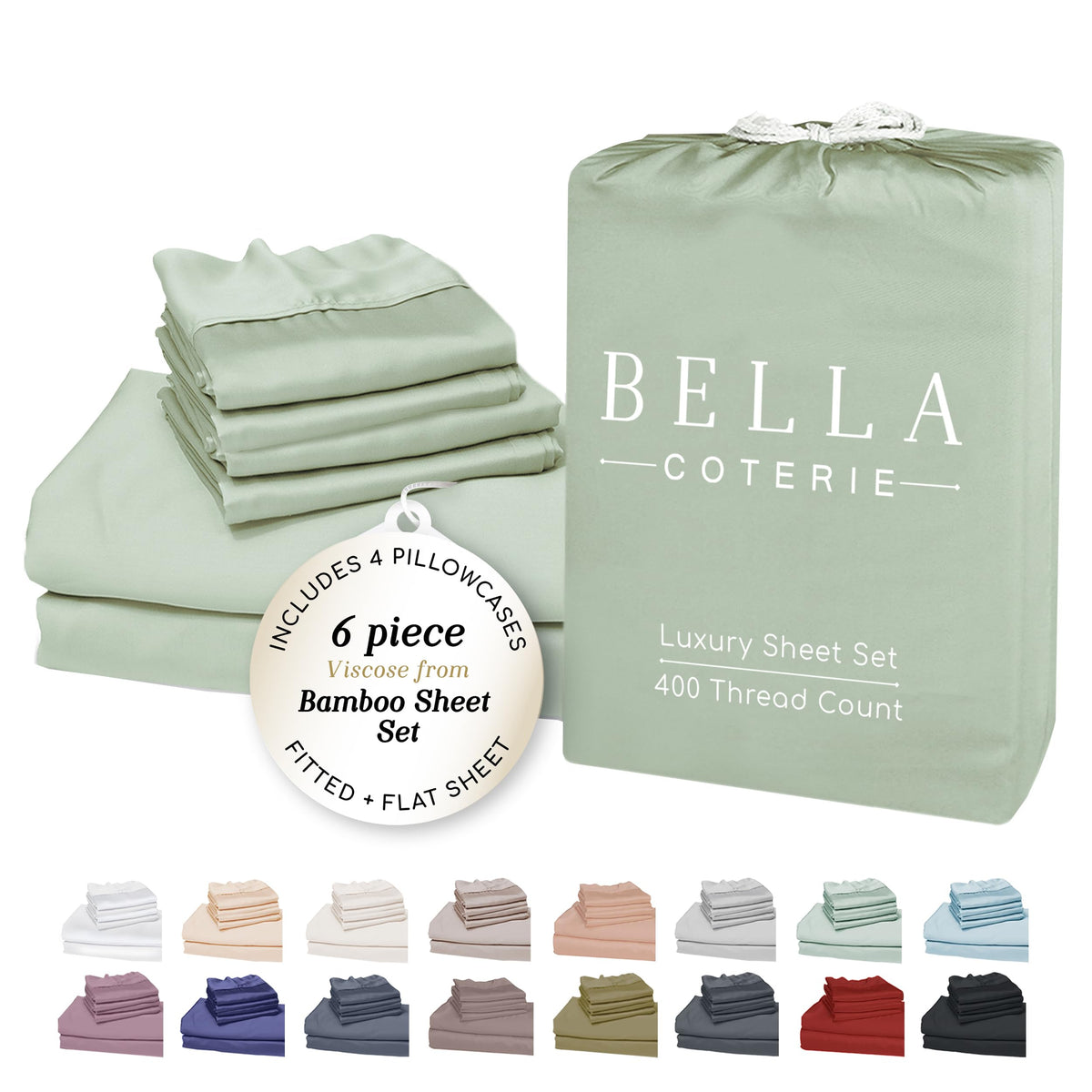 Bella Coterie Luxury Bamboo Viscose Queen Size Sheet Set