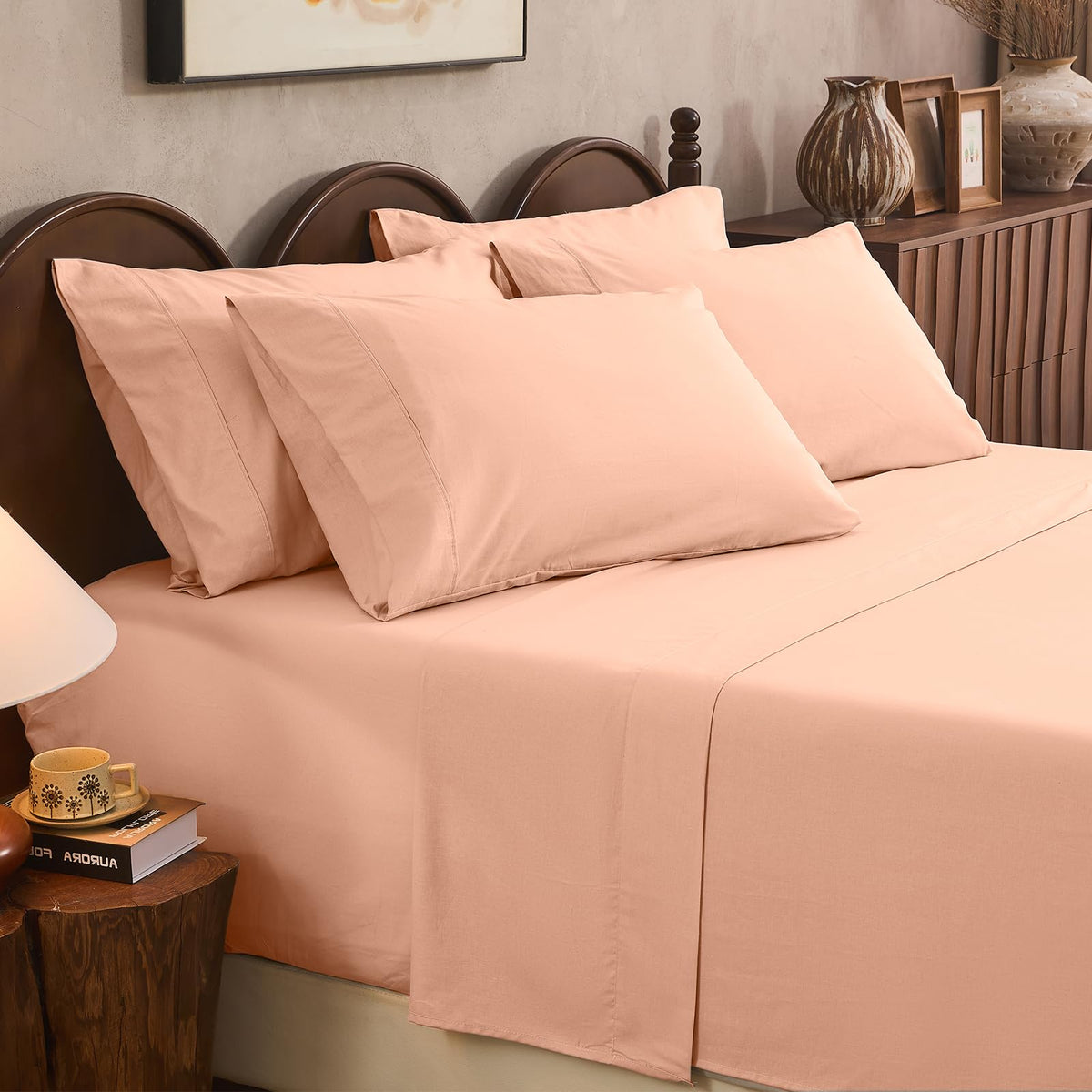 100% Linen Sheets Queen Size,Breathable & Durable 4-Piece Bed Flax Sheet Set,Soft All-Season Bedding for Hot Sleepers 16" Deep Pocket Oeko-TEX Certified,（Queen, Linen）