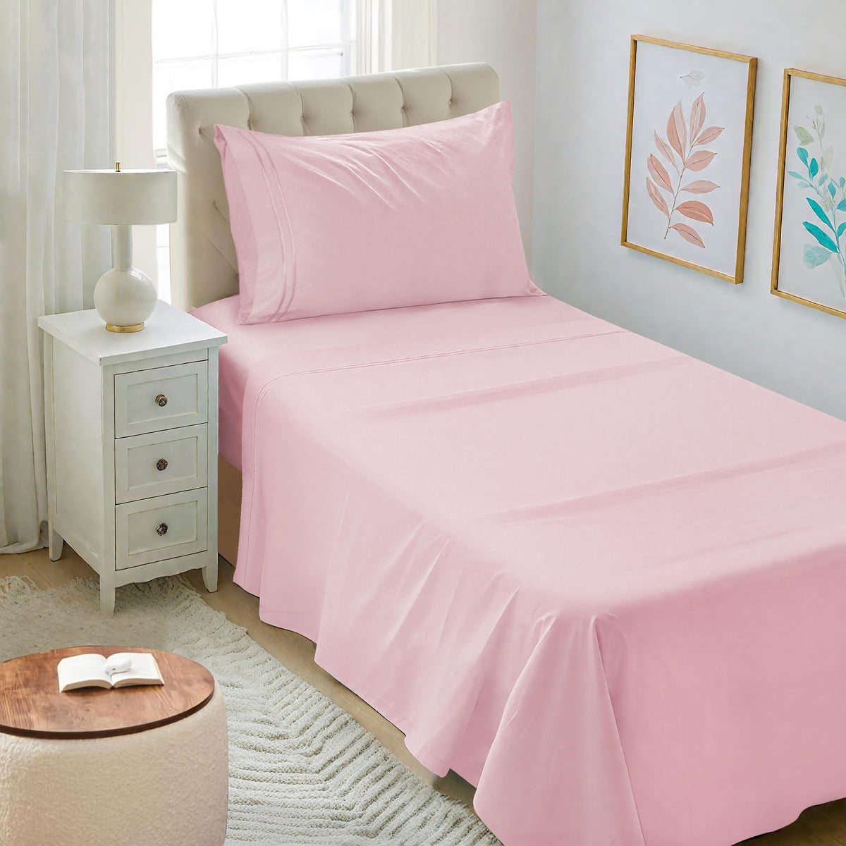 Mejoroom Queen Size Sheet Set - Hotel Luxury 1800 Bedding Sheets & Pillowcases - Deep Pocket Fitted Sheet, Soft, Breathable, Wrinkle & Fade Resistant - 4 Piece (Queen, Blush Pink)