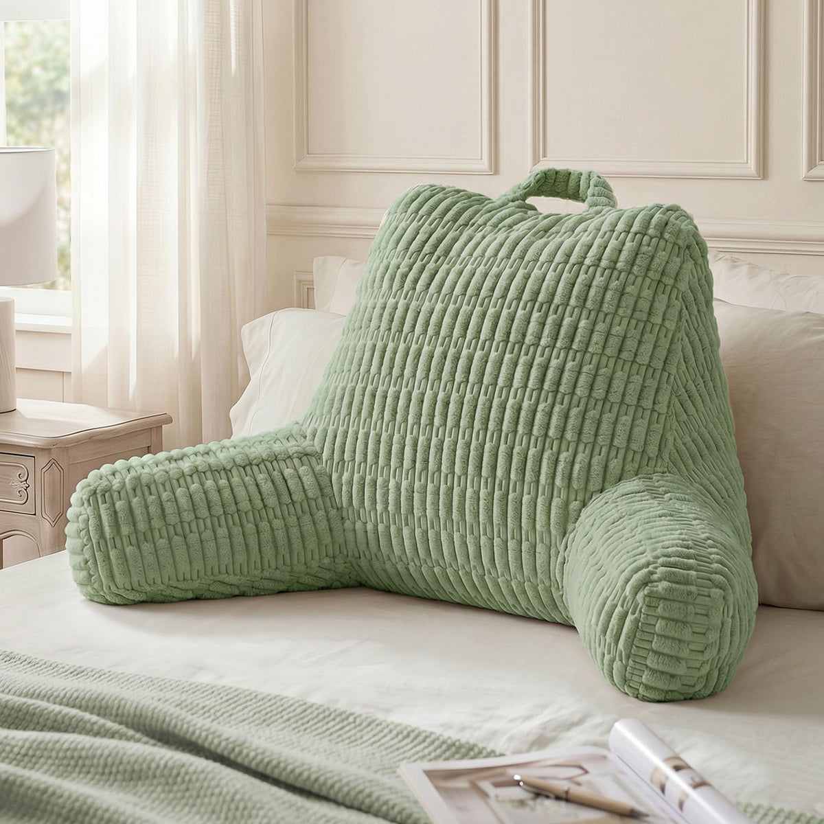 Blissful Diary Reading Pillow for Bed, Backrest Pillow, Cream White
