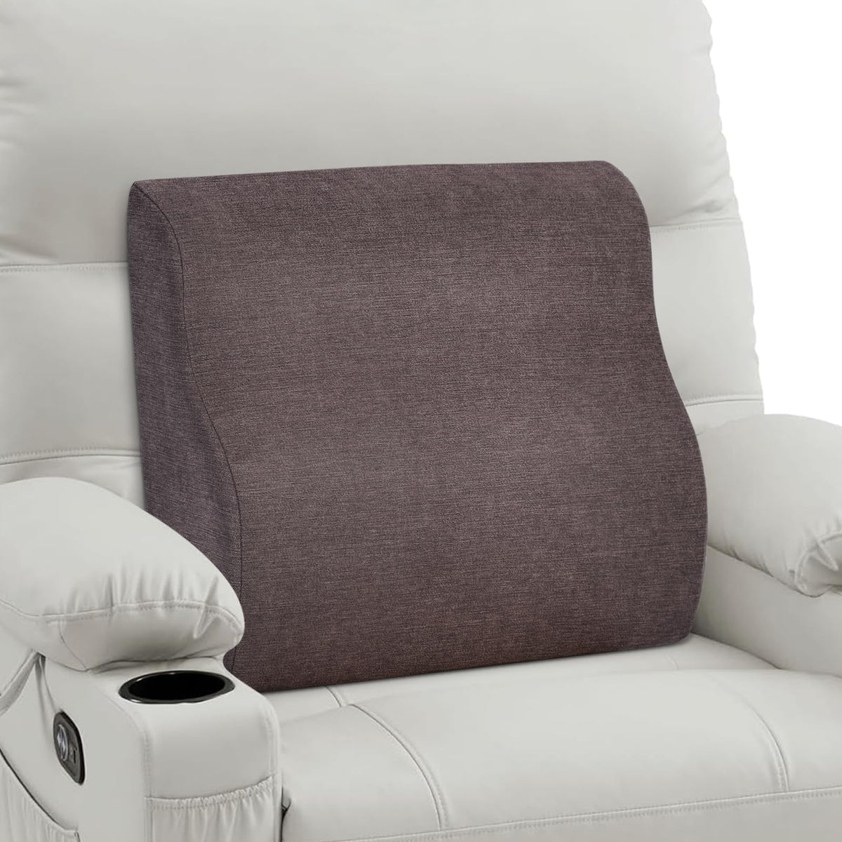 Back Support Pillow for Recliner Dual Layer Lumbar Support Pillow with Gel Memory Foam Ergonomic Orthopedic Lumbar Cushions for Elderly Lower Back Pain Relief Washable Cover Dark Grey