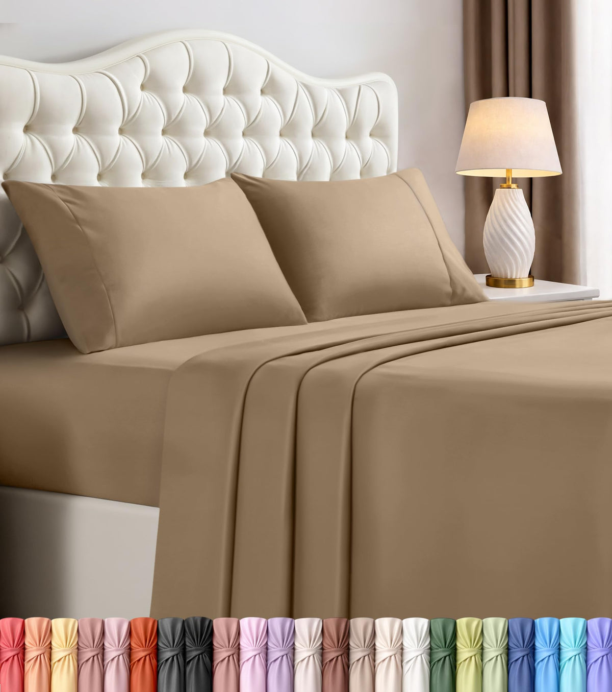 Twin Sheets Set, 3 Pieces 16" Deep Pocket Hotel Luxury Bed Sheets, Grey