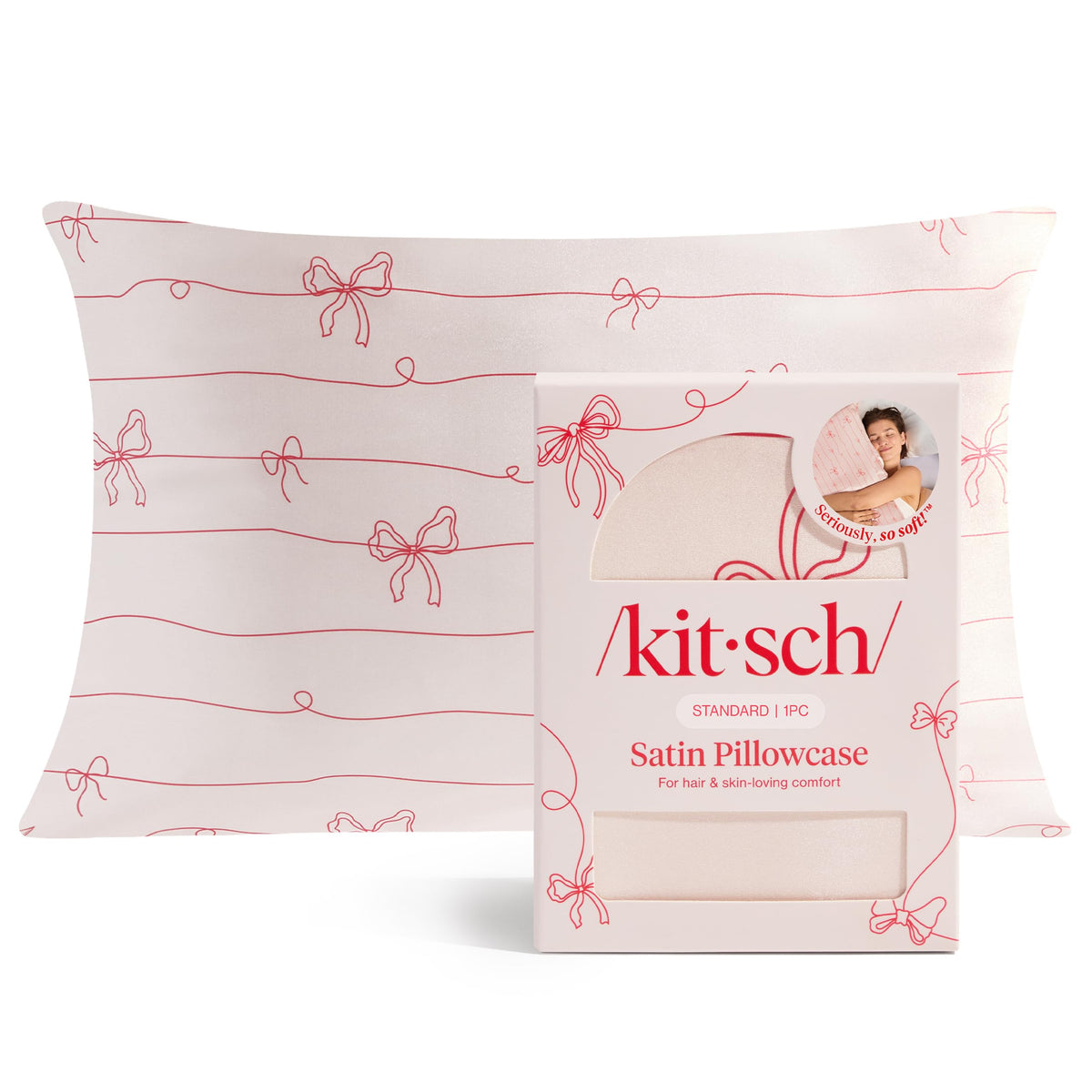 Kitsch Satin Pillowcase with Zipper - 2 pcs Standard Size, Aura