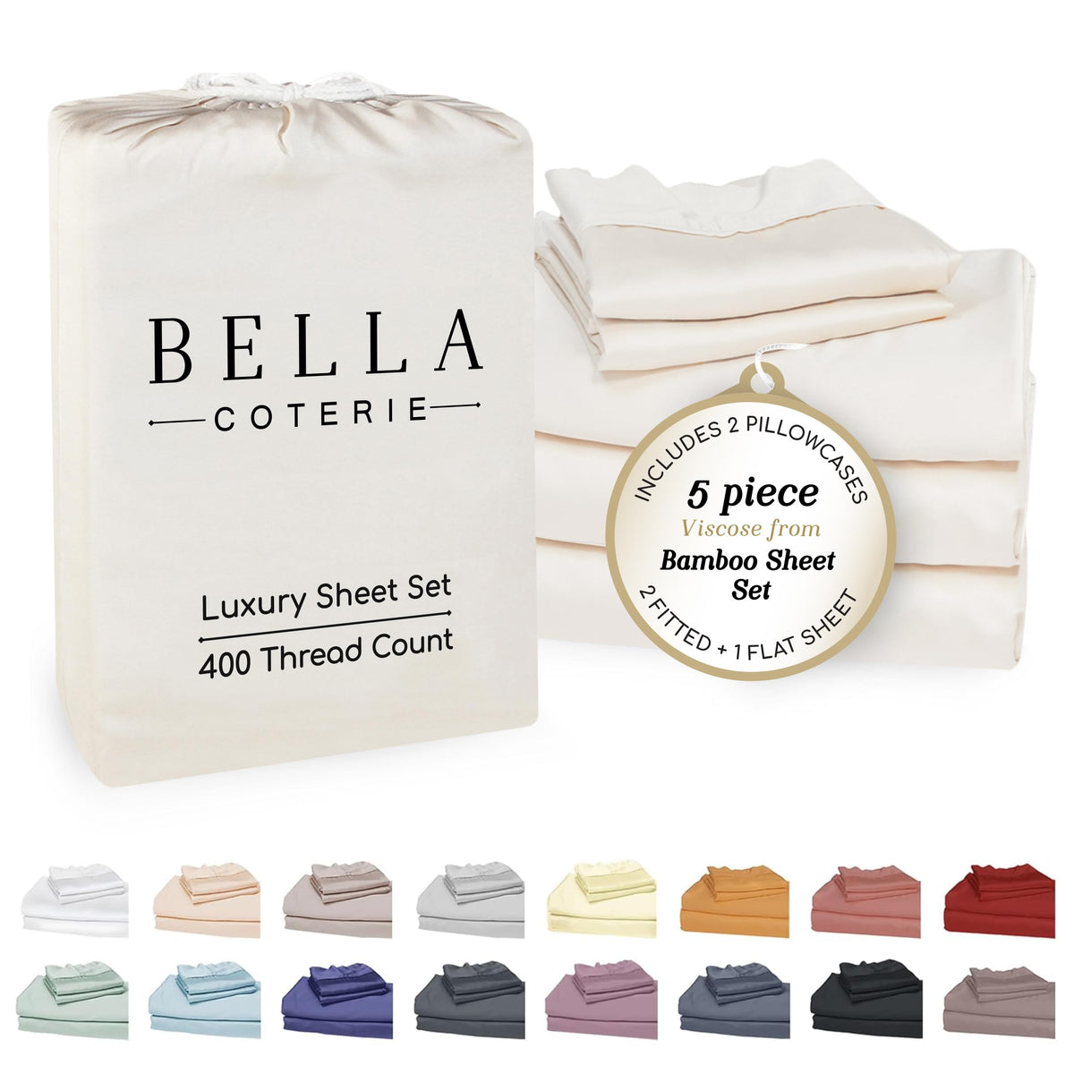 Bella Coterie Luxury Bamboo Viscose Queen Size Sheet Set