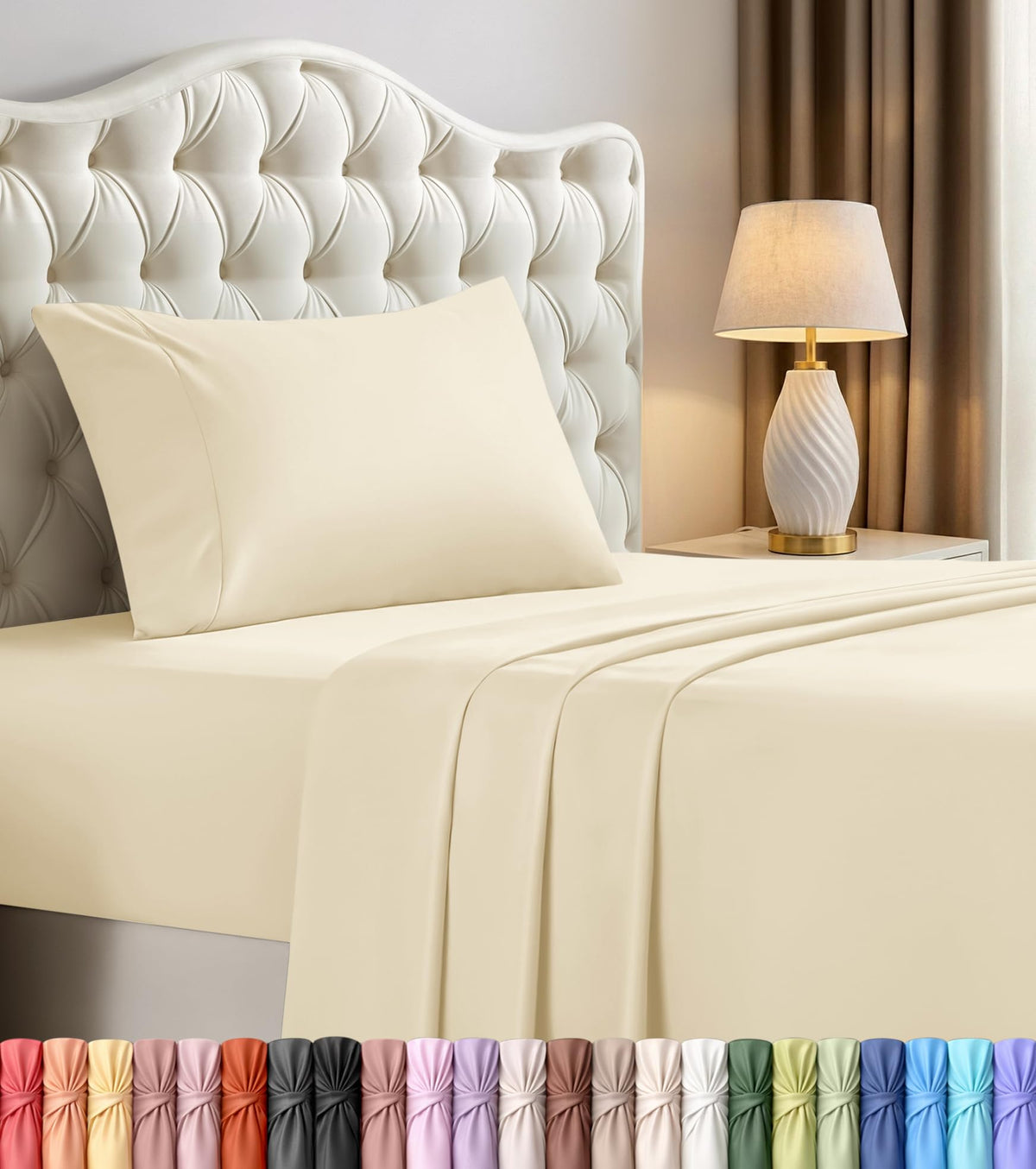 Twin Sheets Set, 3 Pieces 16" Deep Pocket Hotel Luxury Bed Sheets, Grey