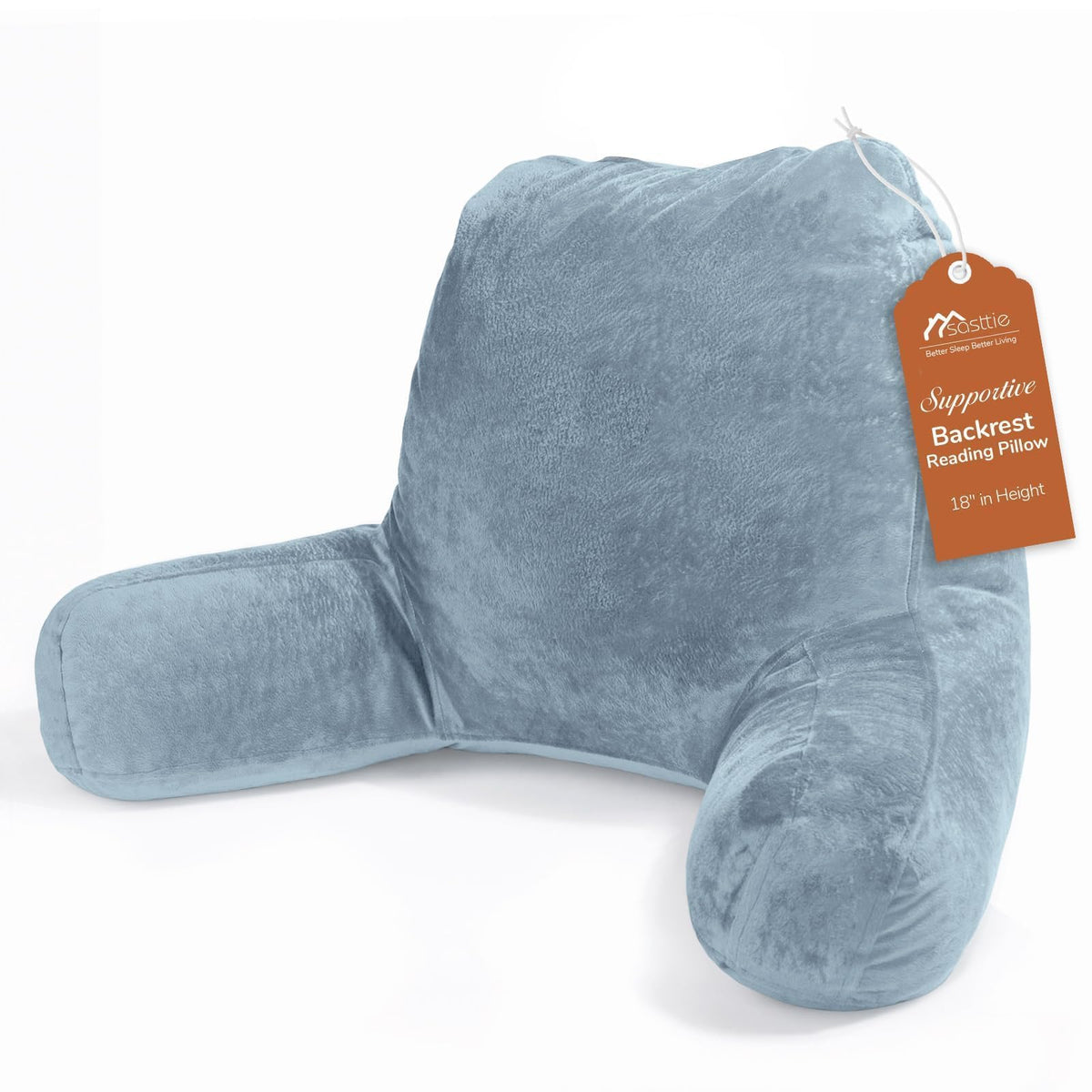 Sasttie Reading Pillow for Bed, Back Pillow for Sitting Up, Dark Grey