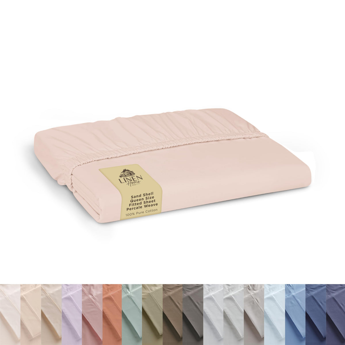 Linen Home Queen Size Fitted Sheet only 100% Cotton Percale, White