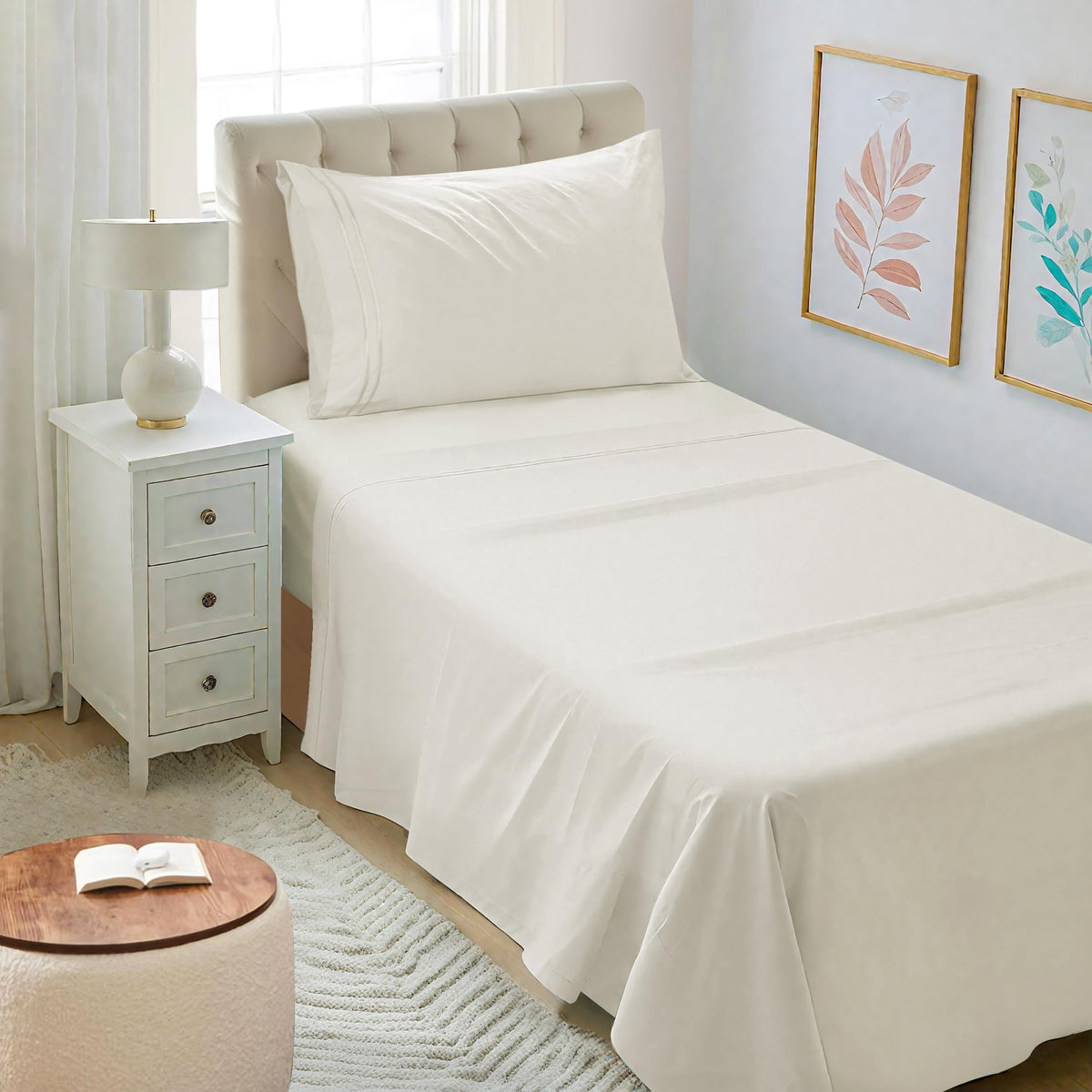 Mejoroom Queen Size Sheet Set - Hotel Luxury 1800 Bedding Sheets & Pillowcases - Deep Pocket Fitted Sheet, Soft, Breathable, Wrinkle & Fade Resistant - 4 Piece (Queen, Blush Pink)