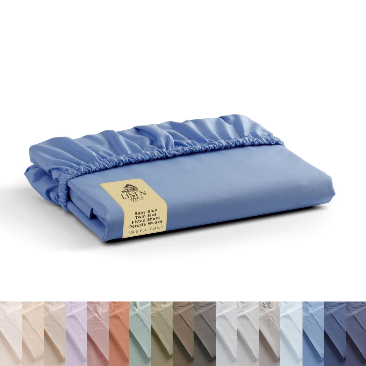 Linen Home Queen Size Fitted Sheet only 100% Cotton Percale, White
