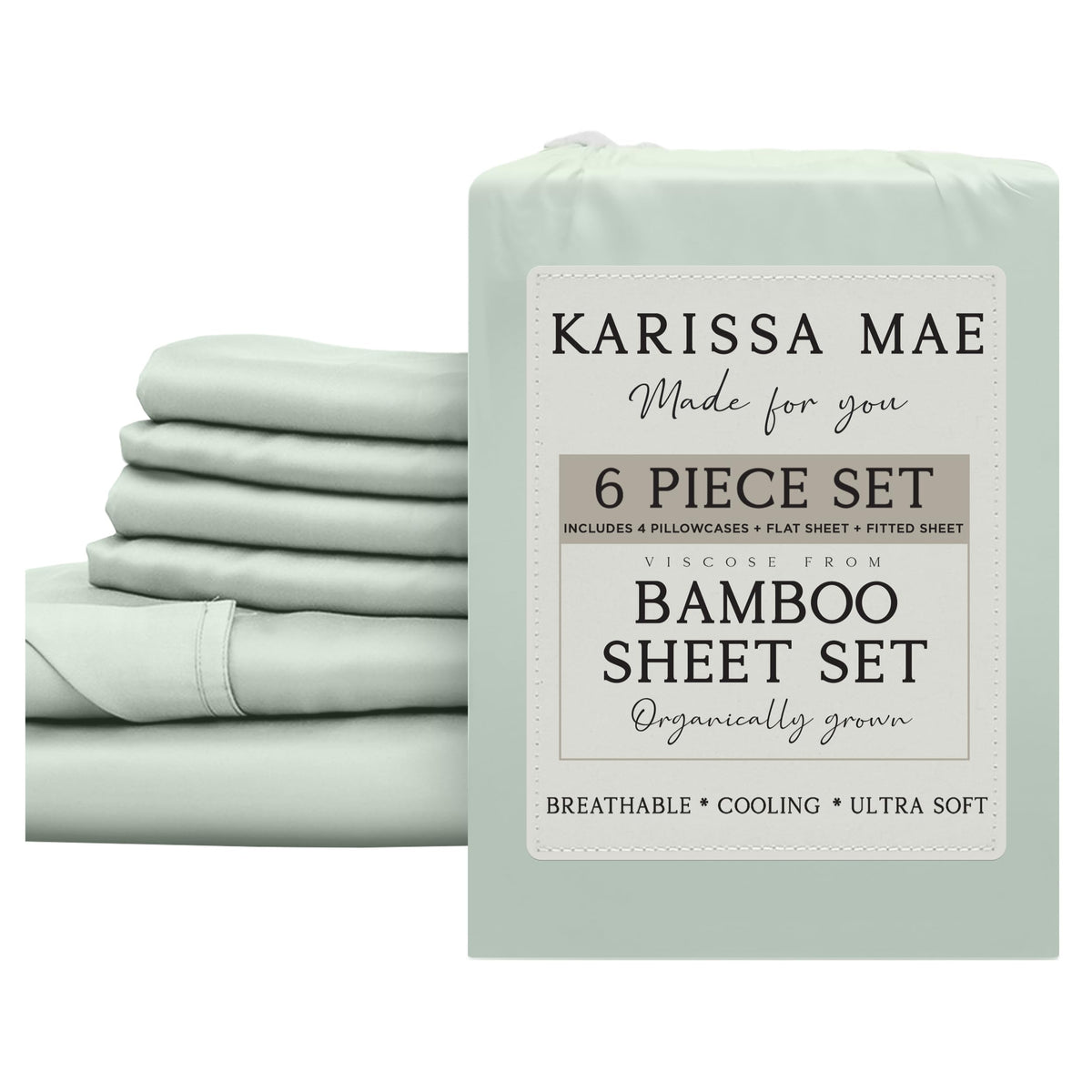 KARISSA MAE 7 Piece Luxury Bamboo Viscose Split King Sheets, FSC Certified